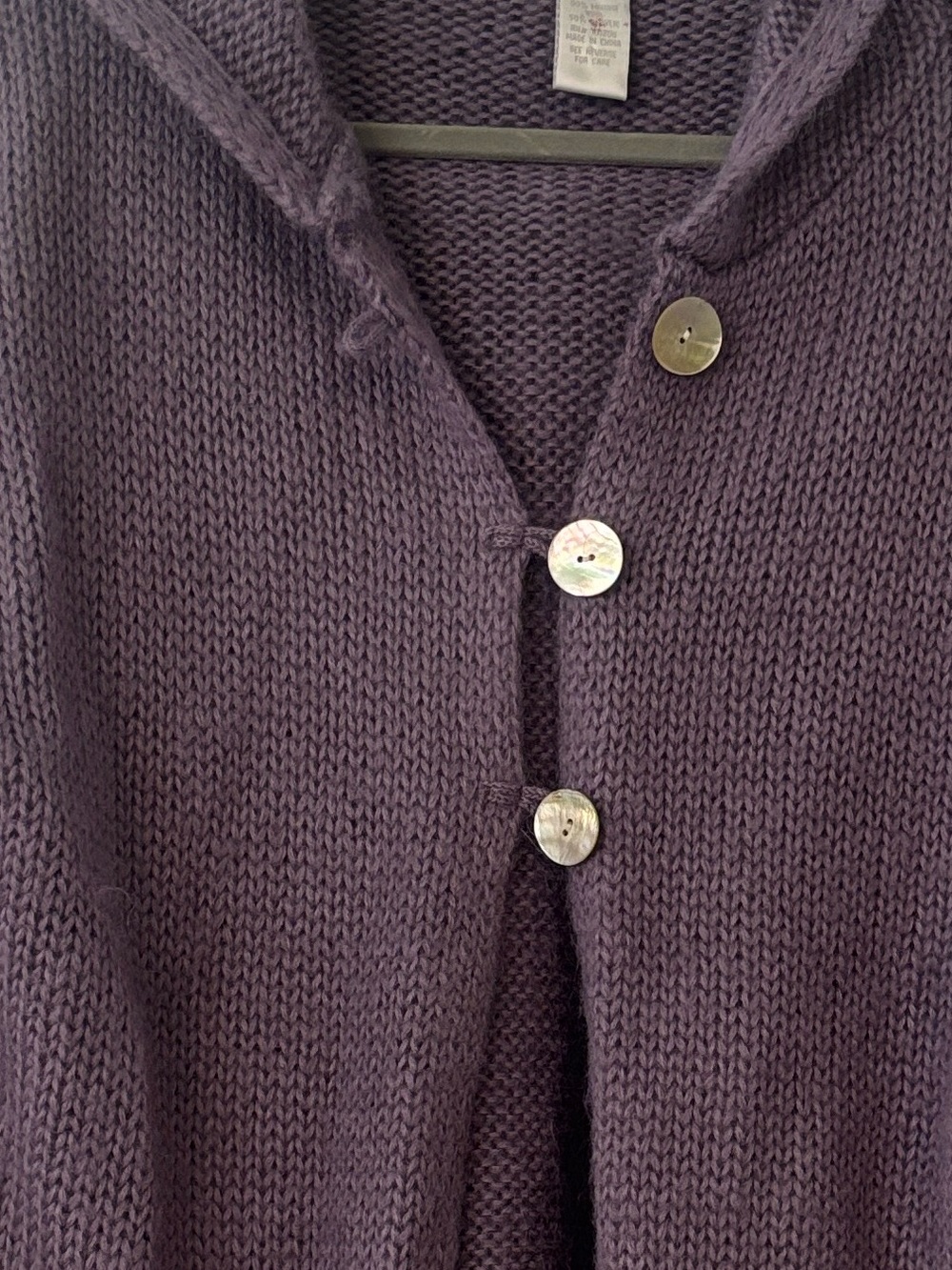 Soft Surroundings Mohair Blend Chunky Oversized Hooded Cardigan Coat Purple S - Picture 3 of 4